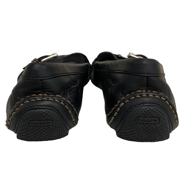Coach Saidey Black Leather Embossed Slip On Loafers - Picture 5 of 8